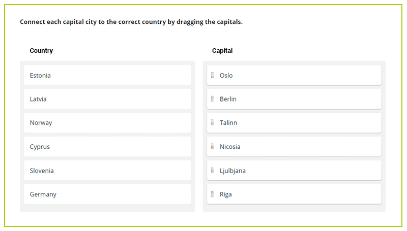 Question types in assessmentQ: connecting