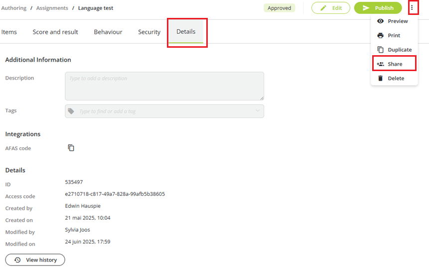 Redesigned assignment details tab in assessmentQ