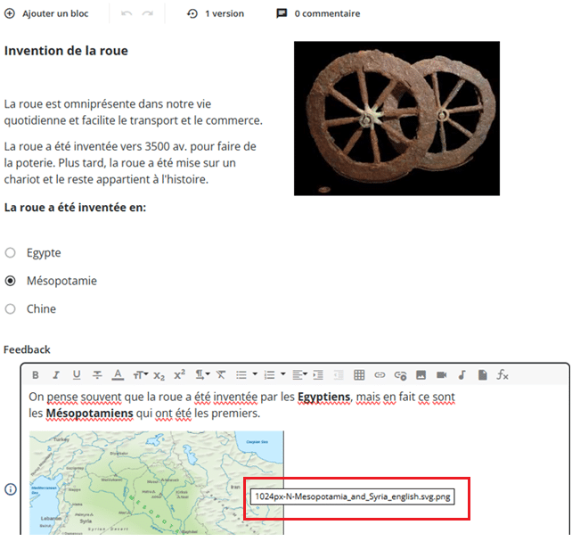 Noms de fichiers dans un item