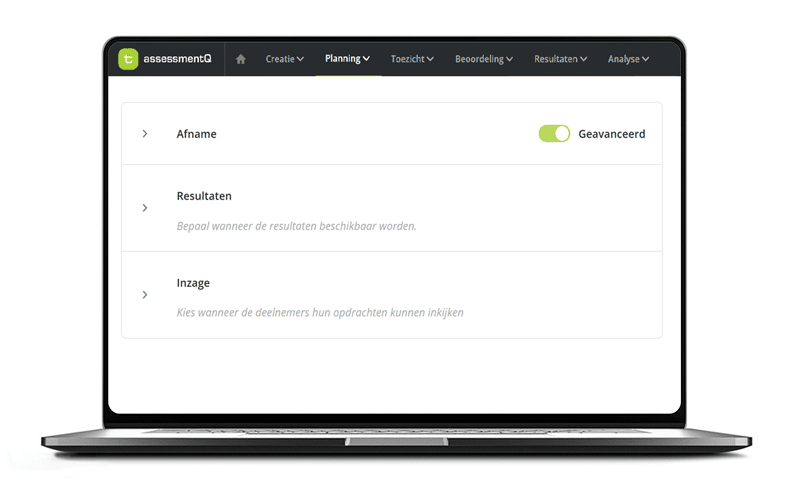 Geavanceerde planning in assessmentQ