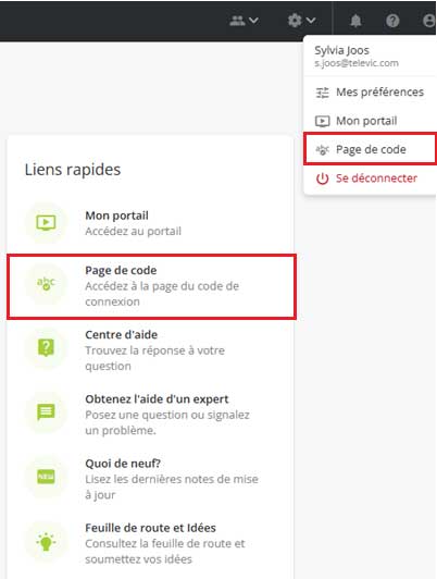 Lien rapide vers la page Codes