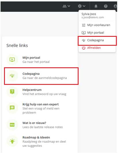 Snelle link naar de Code-pagina