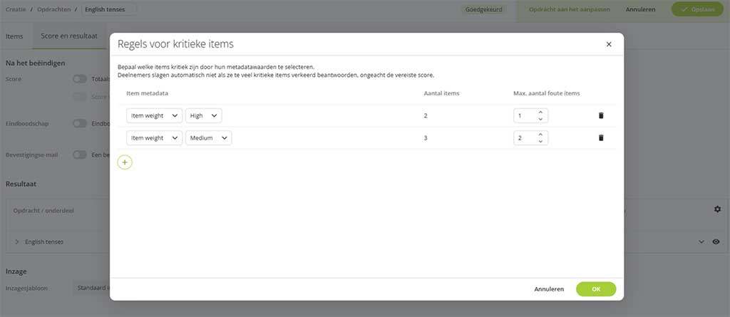 Kritieke items in assessmentQ