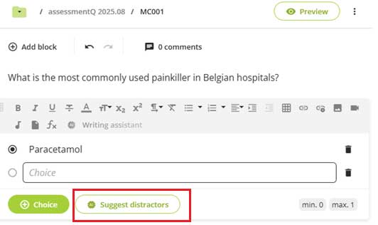 distractor generation in assessmentQ