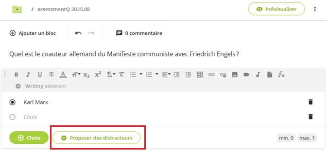 Génération de distracteurs basée sur l’IA